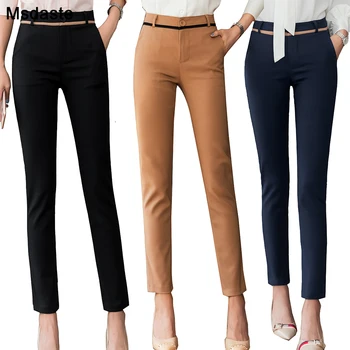 Femei Pantaloni de Moda 2020 Primăvară Talie Mare Doamnă Birou Pantaloni de Lucru Glezna-lungime Casual Femeie Elastic Slim Pantaloni de Creion