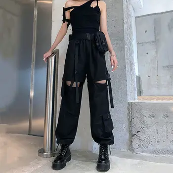 Femei Pantaloni Jogges 2022 Negru Talie Mare Sex Feminin Coreeană Liber Casual Detasabila Picior Drept Streetwear Cargo Pantaloni Lungi Femei