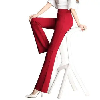 Femei Slim Straight Elegant Talie Mare Pantaloni sex Feminin Lungi Culoare Solidă Elastic Pantaloni Evazate Banda Elastica Pantaloni 6XL