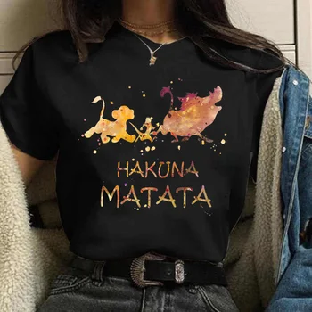 Femeia Haine HAKUNA MATATA Print T-shirt de Agrement Top Tricou Doamnelor Moda Regele Leu Grafică de sex Feminin Tricou Femei T Shirt