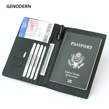Fibra de Carbon Microfibra RFID Pașaport Cover din Piele Elastic Document de Călătorie Portofel ID Sac Deținător de Pașaport