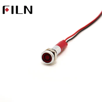 filn 6mm mini 3v 5v 6v 12v 24v 220v LED metal indicator luminos plat, lampă de semnal rosu verde albastru portocaliu alb cu 20cm de cablu