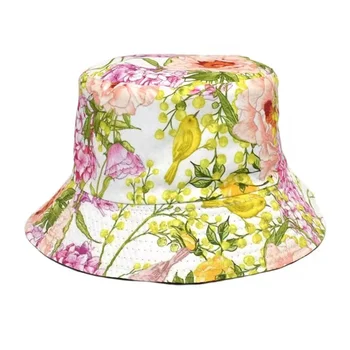 Flori de vara de Imprimare Găleată Pălărie de Moda pentru Femei din Bumbac Plajă, Pălării de Soare Reversibile Bob chapeau Femme Florale Pălărie Panama Pălărie de Pescar