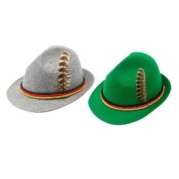 German Oktoberfest Fedora Tradiționale de Lână Simțit Costum, Pălărie cu Pene pentru Adulți Noutate Rochie Fancy Pălărie Panama Pălărie