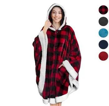 Hanorac Fleece Pătură Mantie Super Microfibra Moale De Pluș Portabil Pătură Tricou Solid Iarna Mantie Cald Pătură Outwears