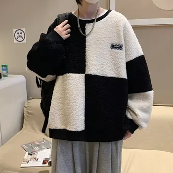 Harajuku Mozaic Om Jachete de Miel Par O-Gât Maneca Lunga Pulover Hoodies coreeană de Moda de Îmbrăcăminte pentru Bărbați Cuplu de Îmbrăcăminte
