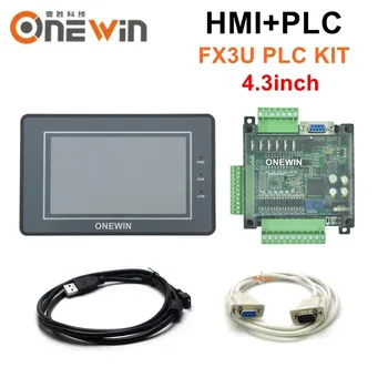 HMI panou de ecran tactil 4.3 inch și FX3U seria PLC de control industrial bord cu descărcare cablu de comunicare ONEWIN