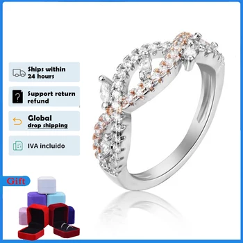 HOYON vânzare fierbinte aur de 14k culoare nouă frânghie de frunze stil diamant inel pentru femei bijuterii argintiu culoare inel de nunta