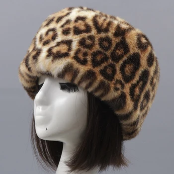 HT3451 Femei Pălărie de Iarnă Leopard Faux Blana Palarie Doamnelor Gros de Iarna Cald Chelioși Căciuli de sex Feminin Bombardier Pălărie de Top Plat Căciulă rusească