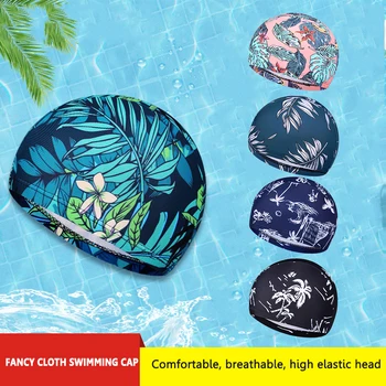 Imprimate cu Uscare Rapidă Capace de Înot pentru Adulți Femei Bărbați Impermeabile Elastice Păr în Urechi Protecție Sport, Bazin de Vară, Baie Pălărie