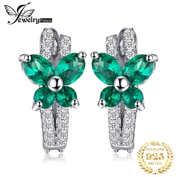 JewelryPalace Fluture Simulat Smarald Argint 925 Hoop Cercei pentru Femei Verde Piatră prețioasă de Moda Cadou de Aniversare