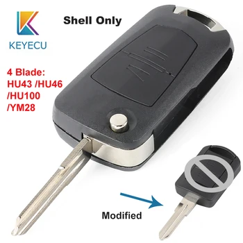 KEYECU de Înlocuire a Modificat Flip Key Remote Shell Caz Fob 2 Buton pentru Opel Corsa Agila, Meriva Combo HU43 / HU46 / HU100 / YM28
