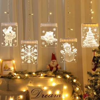 LED star lumini Camera layout Crăciun lumini decorative 3D agățat lumini Bătrân modelare perdea de gheață șir de lumină
