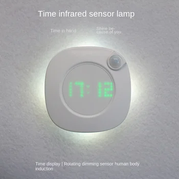 Led-uri de Perete de Lumină Senzor de Mișcare PIR Ceas de Perete Lampa USB cu Design Modern de Timp Digitale de Interior Bucătărie Bathoom Studiu Lumina de Noapte