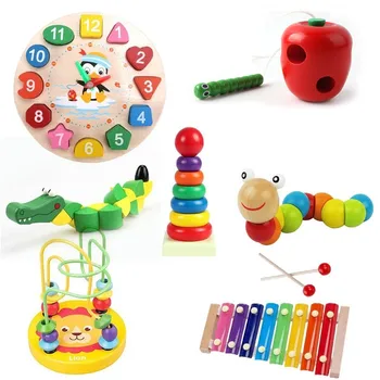 Lemn de Predare Ceas pentru Copii Baby Montesorri Forma, Culoare Sortare Jucării Numere Siret Înșirare Margele Jucarii Educative Puzzle
