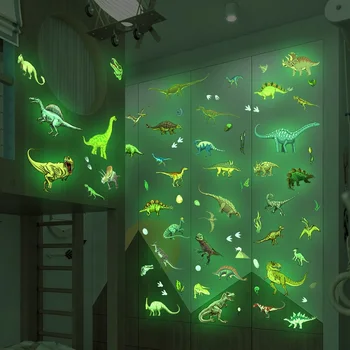 Luminos Desene animate Dinosaur Perete Autocolante Glow în Întuneric Dinozaur Decalcomanii pentru Copil Camere Copii Dormitor de Decorare Perete Tapet