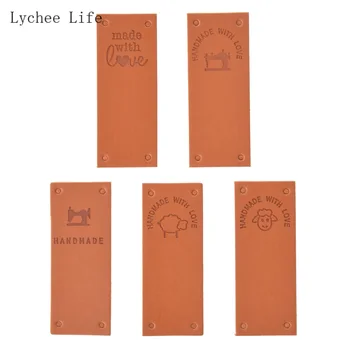 Lychee Viața 24buc/lot Făcut Cu Dragoste lucrate Manual din Piele PU Etichete Dreptunghi în Formă de Îmbrăcăminte Eticheta Tag-uri Diy Cusut Meserii