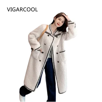 lână artificială mucoasa îngroșată haină de blană de iarna femei lungă de lână de miel moda cald varsta reducerea haina casual palton de Lână