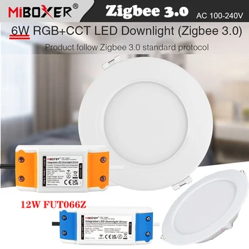Miboxer Zigbee 3.0 6W/12W RGB+CCT LED Downlight FUT066Z FUT068Z 2700-6500K Lumina Plafon Rotund lampă de Panou