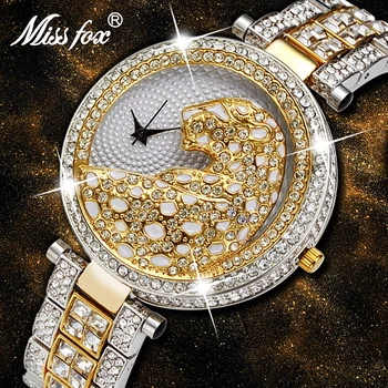 MISSFOX Faimosul Brand de Ceas Femei 2020 Lux Leopard 3D Rochie de Petrecere Trei Ceasuri de Mână Cuarț Circulație Cu Diamant Ceas de mână