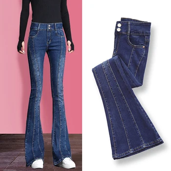 moda streetwear Patchwork Skinny Flare Jeans Vintage Denim Stretch Bell Jos Pantaloni Femei de Moda Cowboy Colector Pantaloni