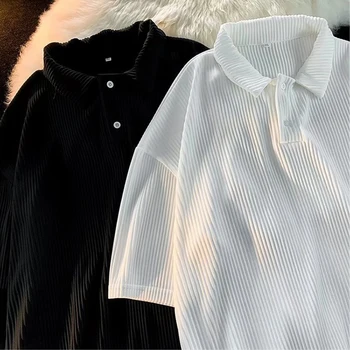 Modal de vară Casual Polo Cămăși Pentru Bărbați Moda coreeană Maneci Scurte Camisas polo T-shirt Strada camasa cu Dungi homme Îmbrăcăminte