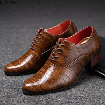Model crocodil Barbati Pantofi cu Toc Formale Maro Barbati Pantofi Rochie de Moda Mens Casual din Piele Pantofi din Piele Zapatos De Hombre 2022