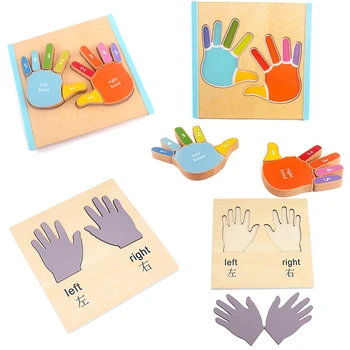Montessori din Lemn Stânga și Dreapta Cunoaștere Placa de Bază de Formare a deprinderilor de Viață pentru Copii Stânga-Dreapta cu Mâinile de Coordonare