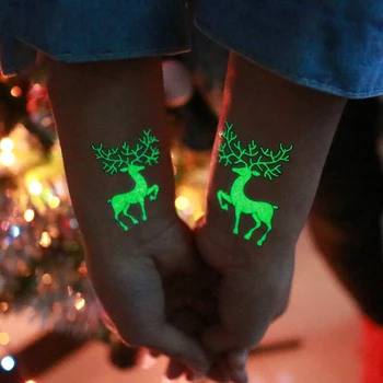 Navidad 2022 2 buc Luminoase Temporare de Crăciun Autocolante Tatuaj Crăciun Fericit Decoratiuni pentru Casa Noua Anul 2022 Noel Xmas Cadou