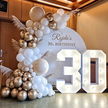 Nisip alb Balon Ghirlanda de 30 de ani Decoratiuni Chrome Șampanie Balon Arc Kit de Consumabile de Nunta Petrecere Copil de Dus Decor