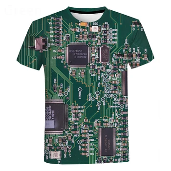 Noi 3D Imprimate Tricou cu Cip Electronic 2021 Casual de Vara cu Maneci Scurte T-shirt Liber Oversize T-shirt pentru Bărbați Haine Topuri