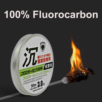 Noi Linnhue 50m 100% Fluorocarbon Fibra de Carbon Linie de Pescuit Monofilament foarte Puternic Fluorocarbon Linie de Pescuit din Fibra de Carbon