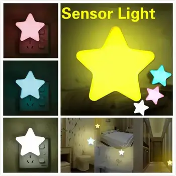 Noi Pentagrama Steaua a CONDUS Lumina de Noapte Stele Socket Copii Plug Noapte de Control Senzor Mic Twilight LED-uri de Iluminat Cameră UE Lumina Lig M6D7