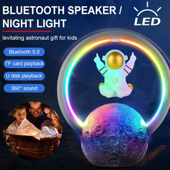 NOU Difuzor Bluetooth Wireless Levitație Magnetică Astronaut Atmosfera Lampa LED RGB Lumina de Noapte Lampa de Masa Cadou de Ziua Decor