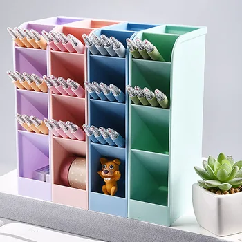 Noua Casetă de Depozitare din Plastic de Birou Școală Kawaii Papetărie de Birou Suport pentru Pix Creion Machiaj Organizator Desktop Organizator pentru Cosmetice