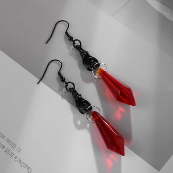 Noua Personalitate Vampir Cercei Roșu și Negru Transparent Piatra Pandantive Femei Cercei Stil Gotic Accesorii de Moda