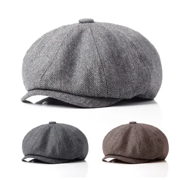 Oamenii bereta de epocă Spic Gatsby Tweed șepci palarie Toamna Iarna Bumbac Pălărie vânzător de ziare Beret primăvară Plat capac