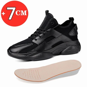 Om nou Adidasi Lift Pantofi Casual Creșterea Înălțimii de Pantofi pentru Bărbați de Moda Sport Alb-Negru Pantofi Branț 7CM Inaltime Pantofi