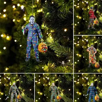Ornamente De Craciun Film De Groază Plat Haning Ornament Pom De Crăciun Decor Auto Oglinda Retrovizoare Pandantiv Ambarcațiuni De Colectare