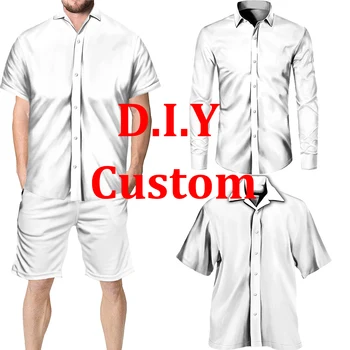 Personalizate Imprimate de Agrement Tricou Harajuku Bărbați Stil Plajă DIY Ca Fotografie Sau Logo-ul Bluze de Moda Personalizate Barbati Butonul Topuri