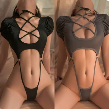 Perspectiva Lenjerie Sexy Pentru Femei Dantelă Tubulare Set De Sutien Costum Erotic Body Teddy Cruce Curele Piept Deschis Sutien Porno Lenjerie Intima