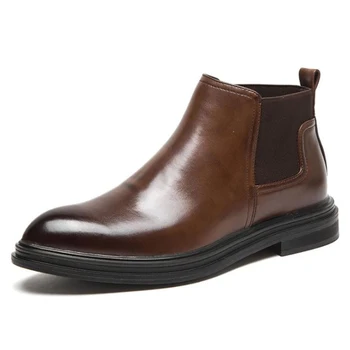 Plus Dimensiune Bărbați Chelsea Cizme de Primăvară Bărbat din Piele Pantofi de Afaceri a Subliniat Toe Bărbați Impermeabil Platforma de Boot