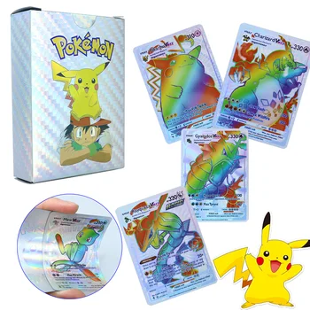 Pokemon Joc Anime engleză Rare Coleccionables de Colectare Carduri Flash Curcubeu Vmax GX Charizard Mewtwo Pikachu Eevee Jucarii si Cadouri