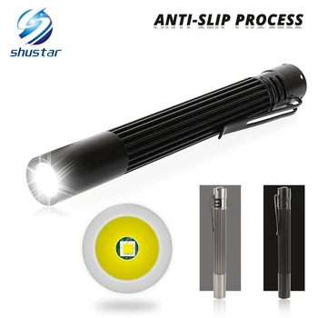 Portable pen clip Q5 LED Lanterna Non-alunecare rezistent la apa aliaj de aluminiu Super-luminos lanterna mini Alimentat de 2 baterii AAA