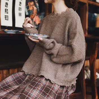 Pulovere Femei Simplu Epocă Dulce Japonez, Moda Retro Proaspete Studente Trunchiate Pulover Kawaii Populare Femei Tricotaje