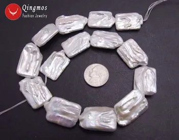 Qingmos 15*20mm Dreptunghi Naturale FW White Pearl Margele Vrac pentru a Face Bijuterii DIY Colier Bratara Cercei Fire 14
