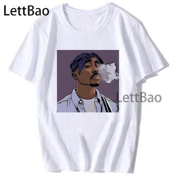 Rapper 2Pac Tupac alb t-shirt Kawaii Streetwear Tricou Amuzant de Imprimare Plus Dimensiune Tricou harajuku de moda de Îmbrăcăminte pentru bărbați t-shirt