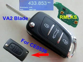 RMLKS DS Stil 3 butonul de Pliere Flip Fit Pentru Citroen CE0536 Pentru Peugeot Telecomanda Telecomanda 433MHz PCF7961 Cip ID46 Netăiat Lama