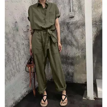 Salopeta de Vara pentru Femei de Moda Butonul New Style Stil Dantela-Up Talie Mare Libertate coreean Doamna Solid Salopeta