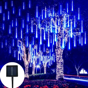 Solar ploaie de Meteoriți a CONDUS Șir de Lumini Decoratiuni pentru Pomul de Crăciun în aer liber de iluminat Stradal Solar Fairy Garden Decor 30/50cm 8 Tuburi